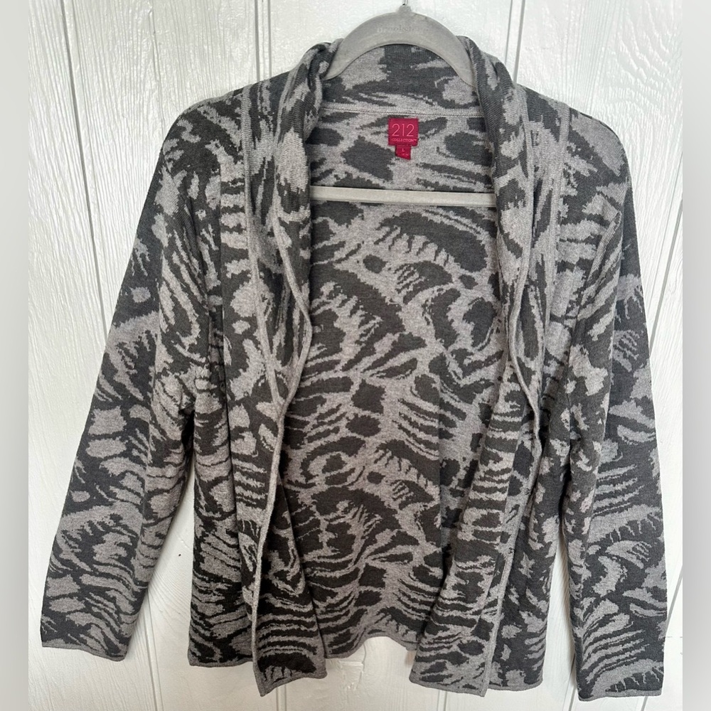 212 Collection Black and Gray Abstract Knit Cardigan - FINAL PRICE